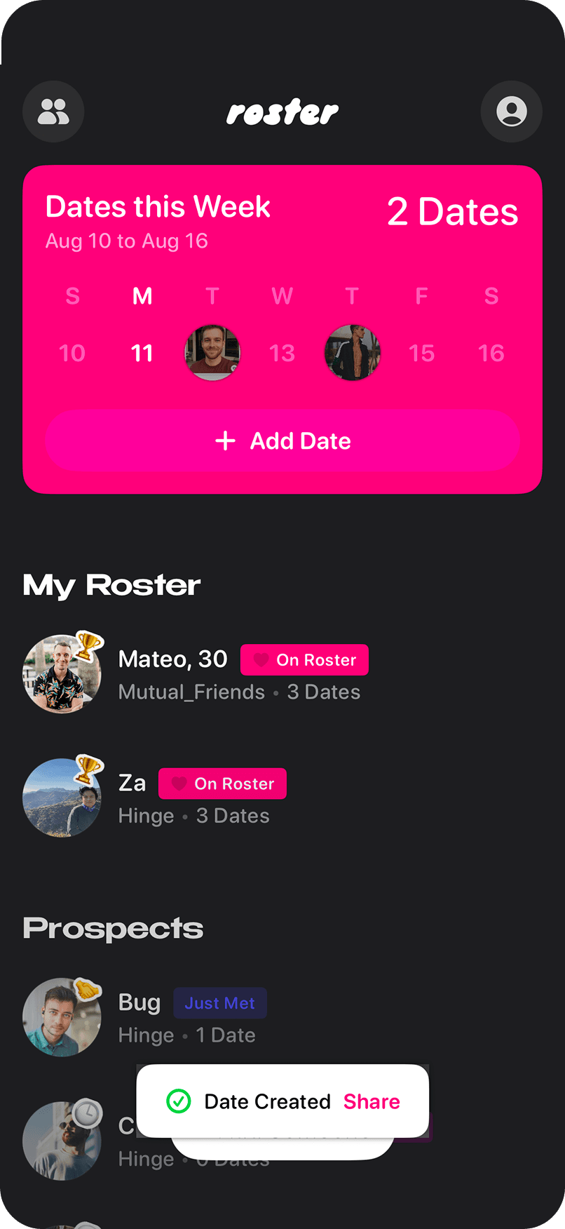 Roster app interface preview